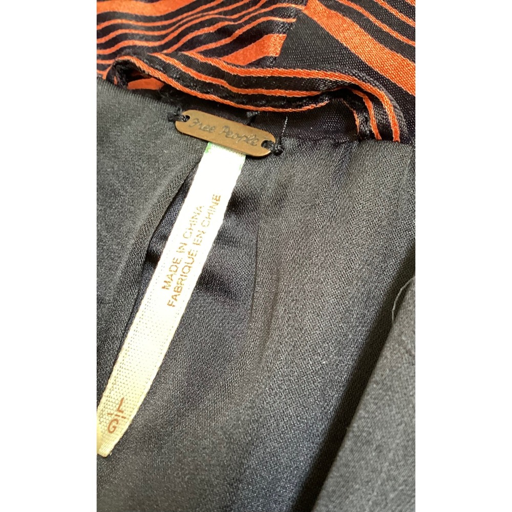 Free People Embroidered Hummingbird Striped Robe Jacket Black Orange Large - Picture 2 of 9